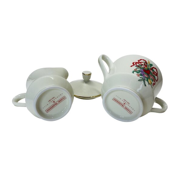 Classic Traditions Japan Christmas Creamer & Sugar Bowl Porcelain Gold Trim - Picture 4 of 8